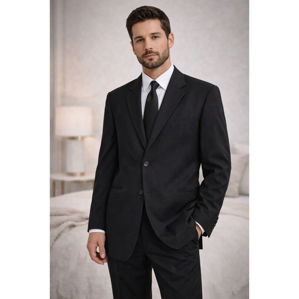HUGO BOSS Men's Wool Blazer 44R Black Einstein Sigma USA Made Tailored Classic